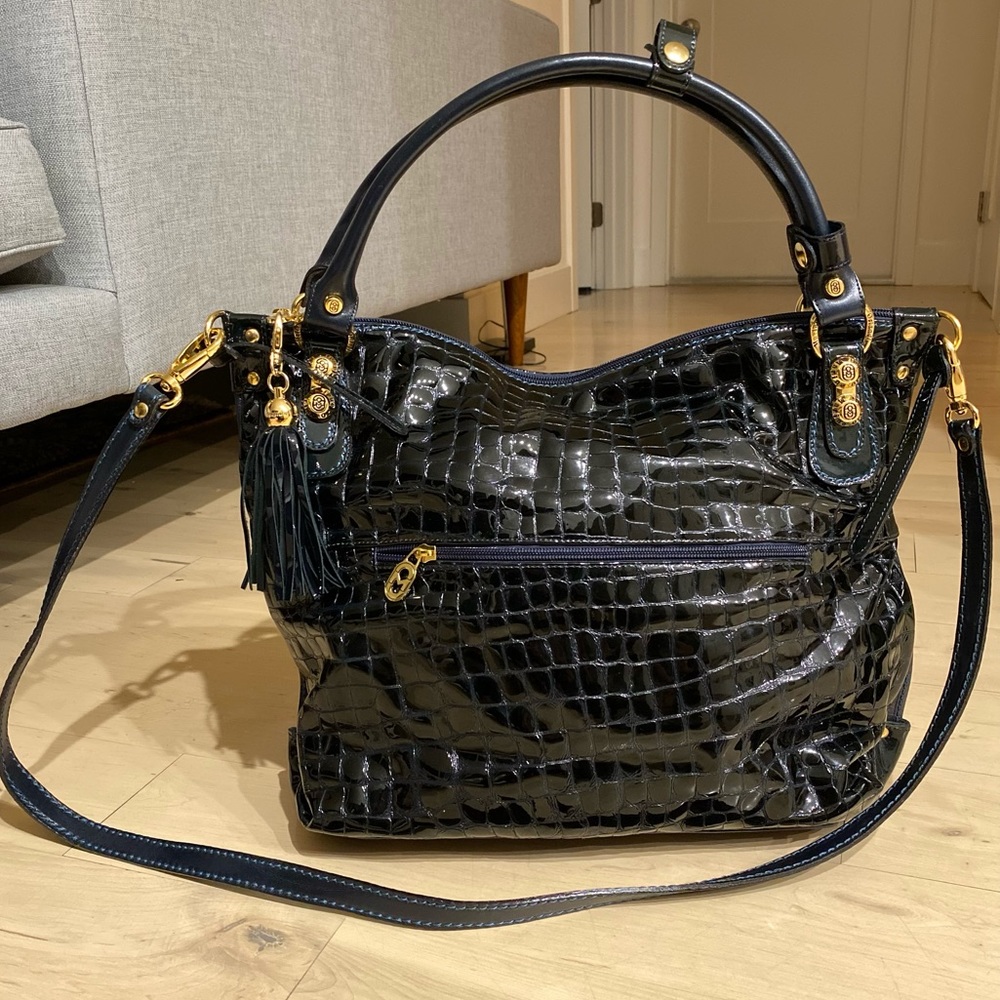 Marino Orlandi Italian Leather Deep Blue Bag